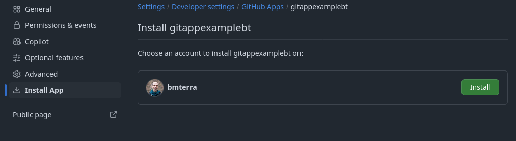 Installing a Github App